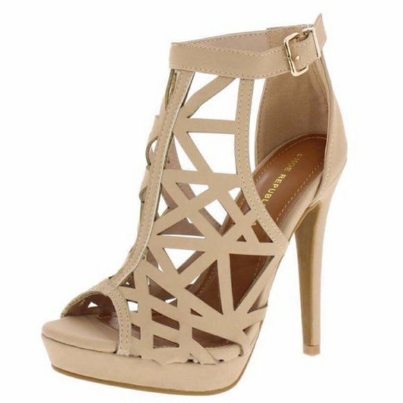 Shoe Republic LA Shoes - Camel Nani Formal Shoes Camel Caged Peep Toe Ankle